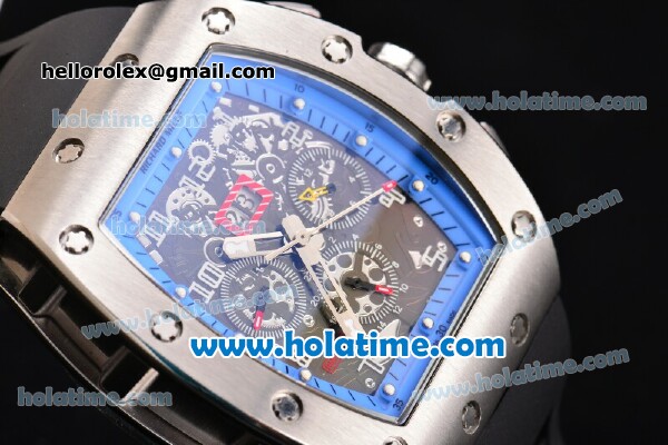 Richard Mille Felipe Massa Flyback Asia Automatic Steel Case with Black Rubber Strap and Skeleton Dial - Click Image to Close